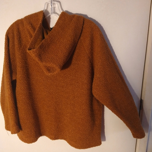 SOHO GIRLS PLUS SIZE 1XL RUST COLOR TEDDY HOODIE SOFT, COZY,  POCKETS, ZIPPER UP - Picture 3 of 8